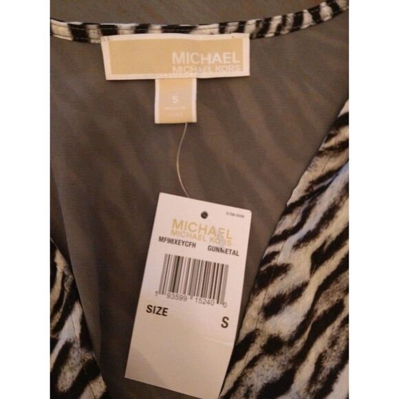 Michael kors Ruffled Puff Sleeve Dress Sm Zebra Cottage Core Boho Feminine - Picture 10 of 11